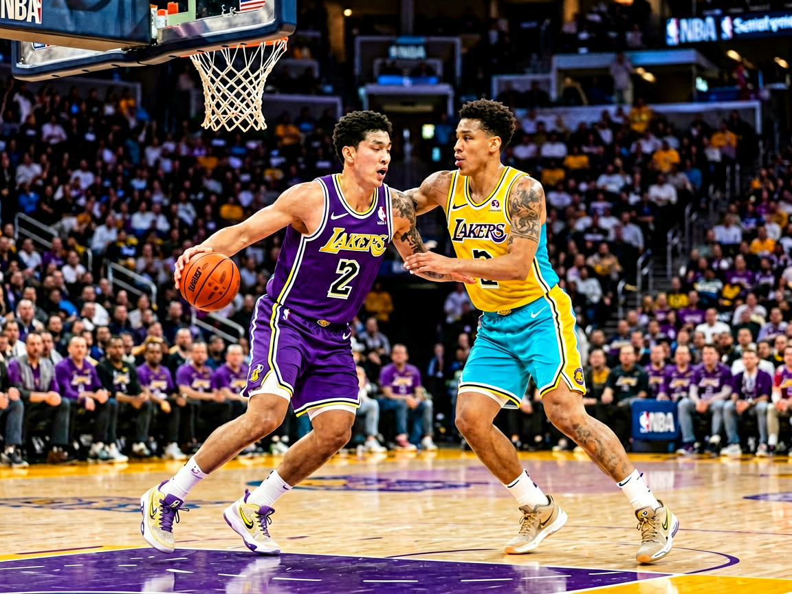 NBA赛场球员激烈对抗,篮球比赛精彩瞬间